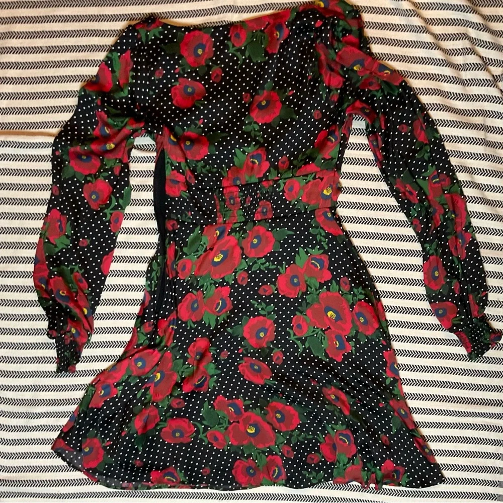 Free People Black and Red Floral‎ Long Sleeve Dress